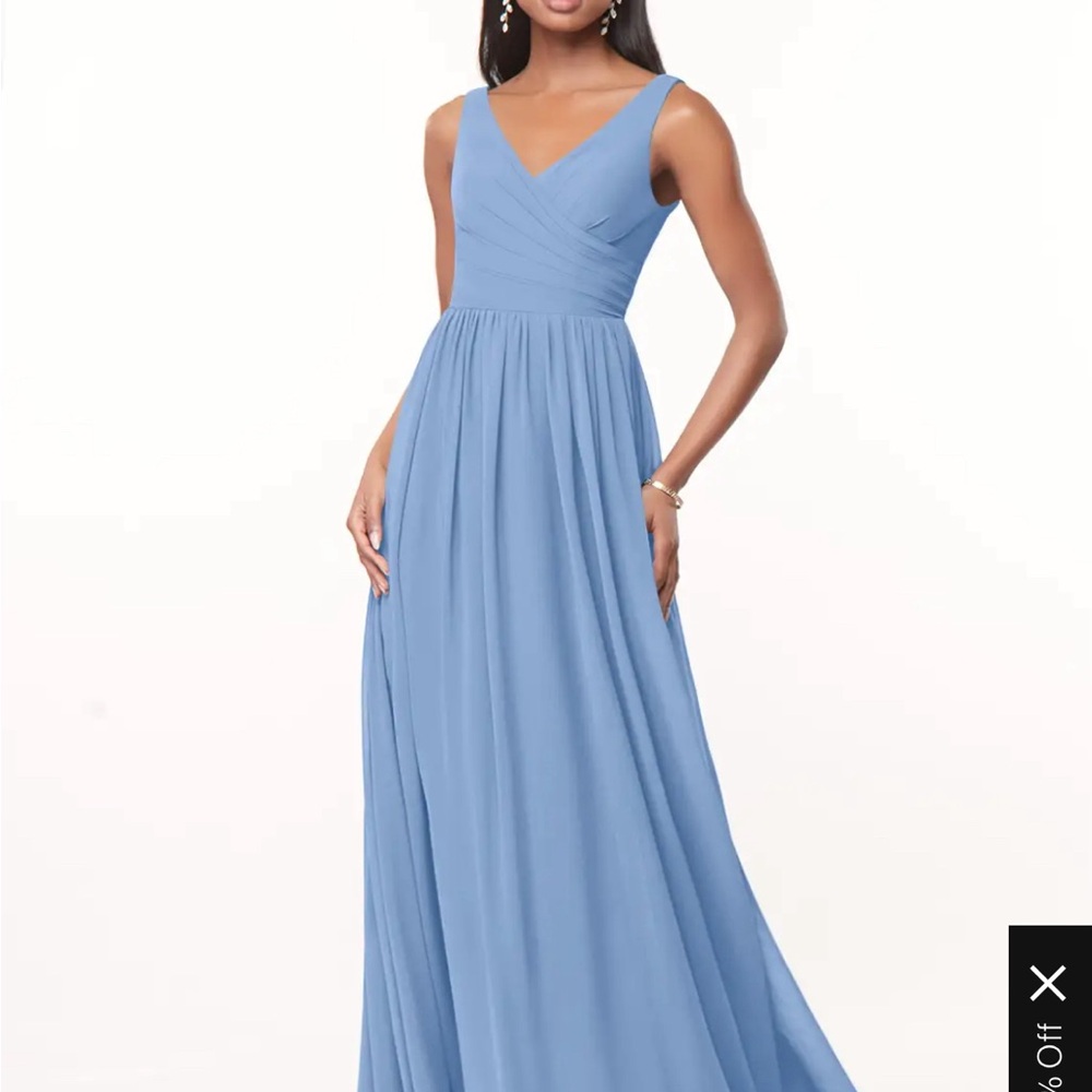 Azazie Keyla Bridesmaid Dress Steel Blue size 8